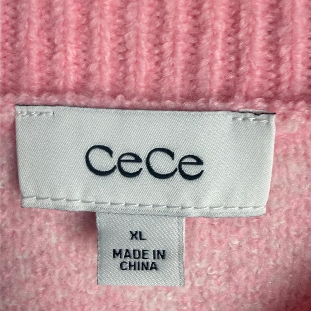 CeCe Pink and White Heart Sweater size xl nwt - Picture 3 of 7